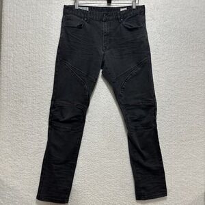 SMOKE RISE Men's Black‎ Faded Moto Straight Stretch Jeans Size 34